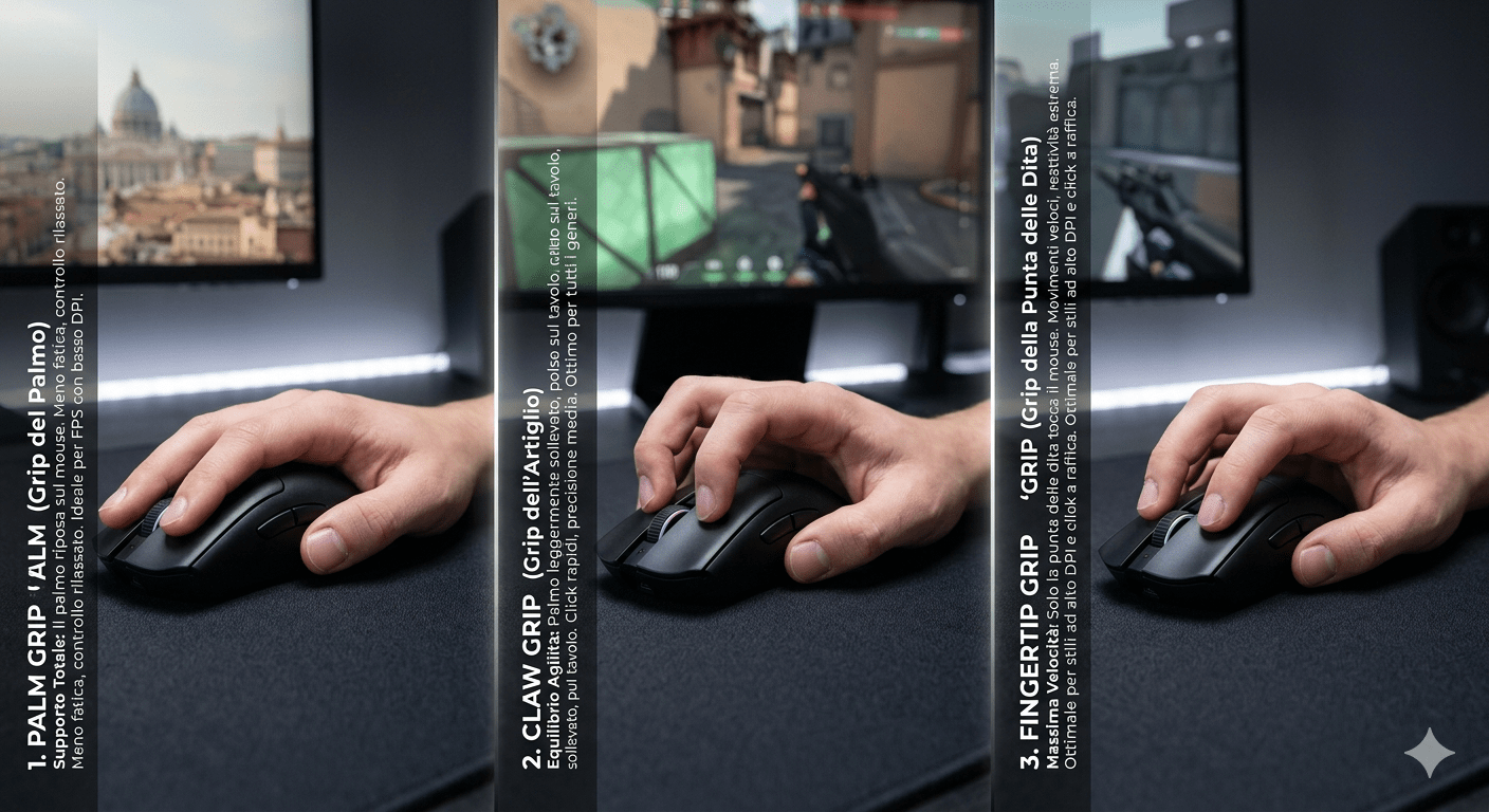 Palm, Claw e Fingertip: I Tre Grip Style del Mouse Gaming Spiegati